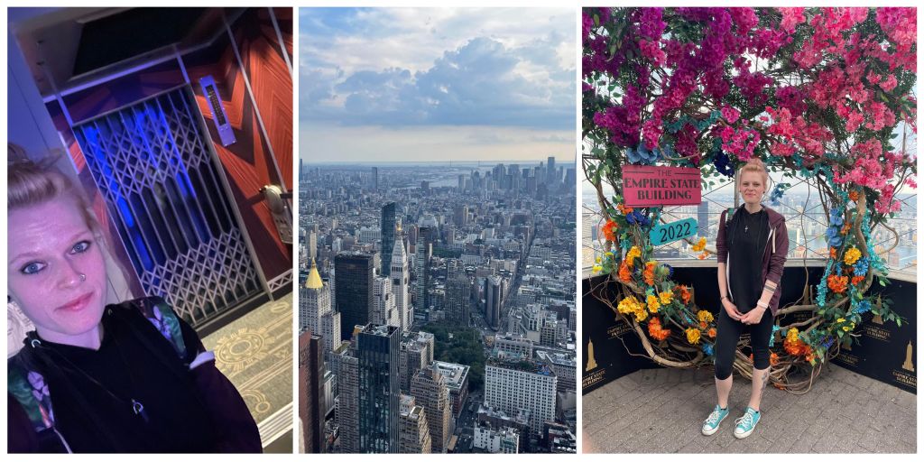 Empire State Building Medley, featuring the ride up, view of the city and the floral monument.